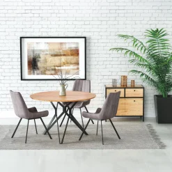 Garnero Arredamenti Tavoli In Legno|Tavoli Da Pranzo-Tavolo da pranzo rotondo 120x120cm rovere dorato nero Margherita Gihome® Rovere - Nero