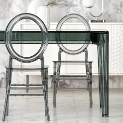 Garnero Arredamenti Tavoli In Vetro|Tavoli Da Pranzo-Tavolo da pranzo trasparente moderno 120x80cm fumé Naked