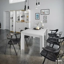 Garnero Arredamenti Tavoli In Legno|Tavoli Da Pranzo-Tavolo da pranzo 150x76cm bianco lucido Loira