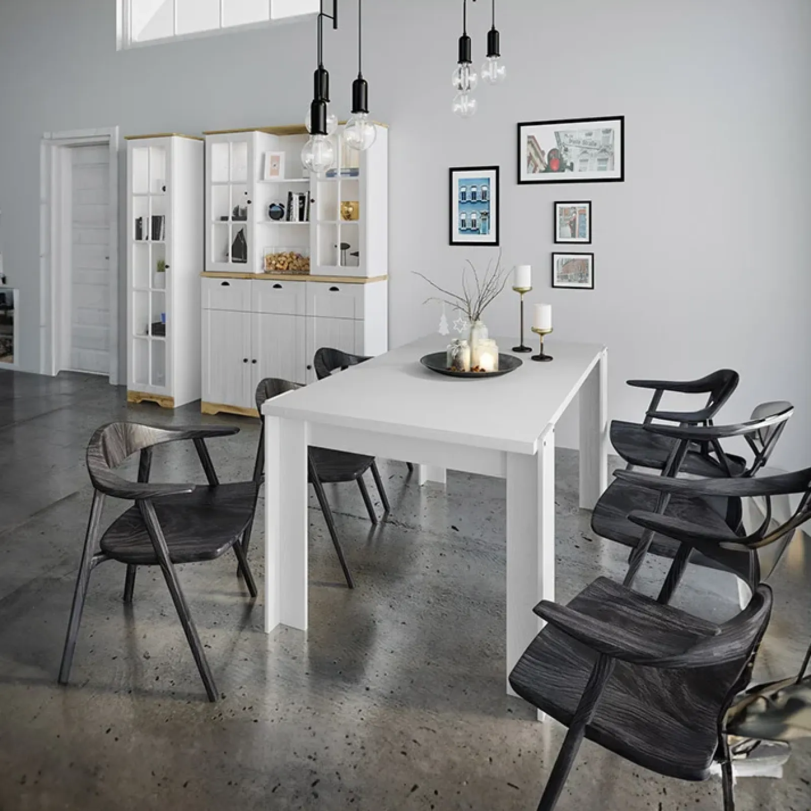 Garnero Arredamenti Tavoli In Legno|Tavoli Da Pranzo-Tavolo da pranzo 150x76cm bianco lucido Loira