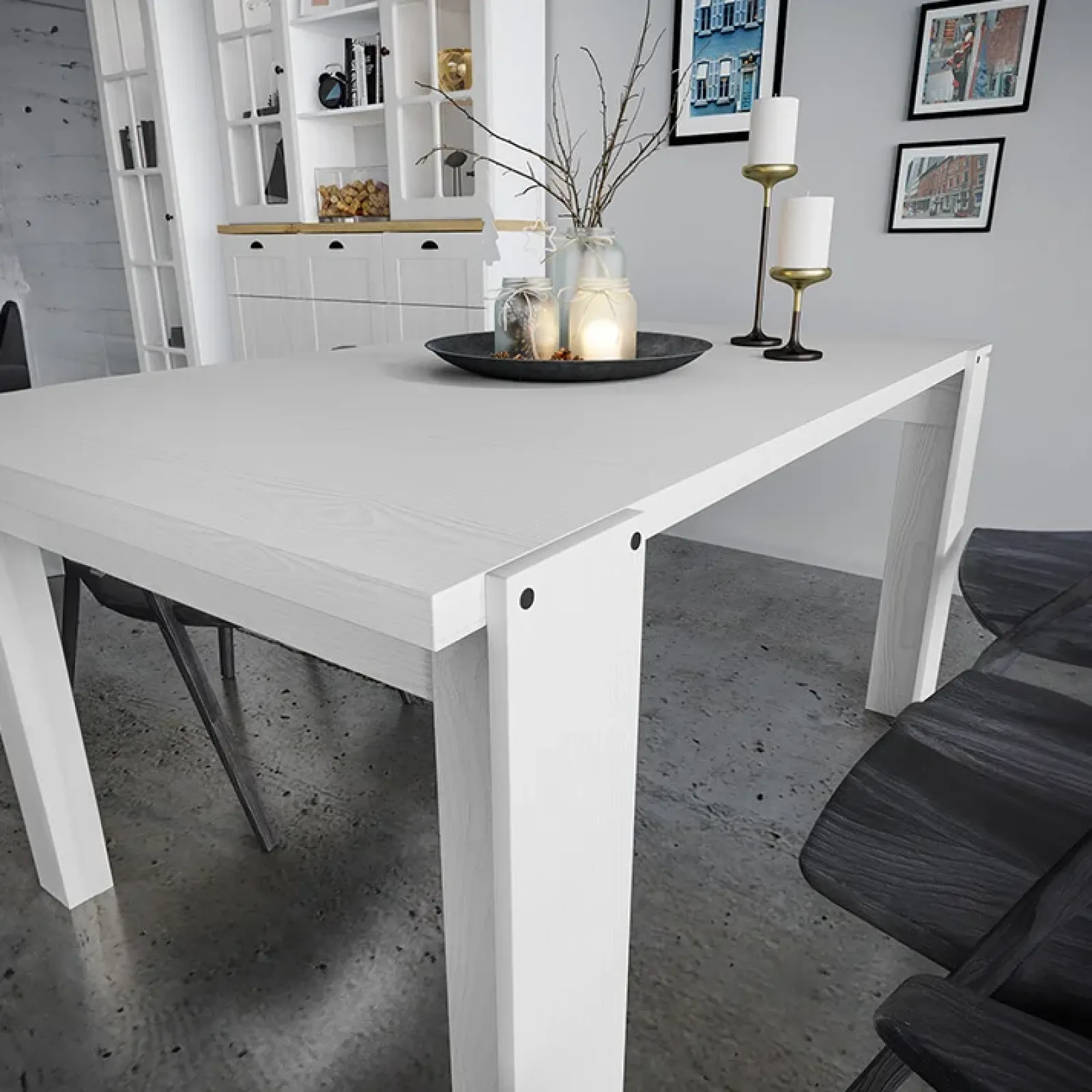 Garnero Arredamenti Tavoli In Legno|Tavoli Da Pranzo-Tavolo da pranzo 150x76cm bianco lucido Loira