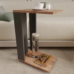 Garnero Arredamenti Tavolini Moderni|Tavolini Moderni-Tavolo da salotto con ruote 42x62cm antracite rovere Devon