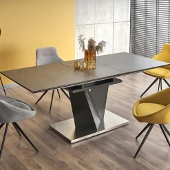 Garnero Arredamenti Tavoli Da Pranzo|Tavoli Allungabili-Tavolo in vetro allungabile moderno 160/200cm grigio scuro Curtis