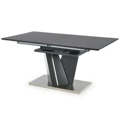 Garnero Arredamenti Tavoli Da Pranzo|Tavoli Allungabili-Tavolo in vetro allungabile moderno 160/200cm grigio scuro Curtis