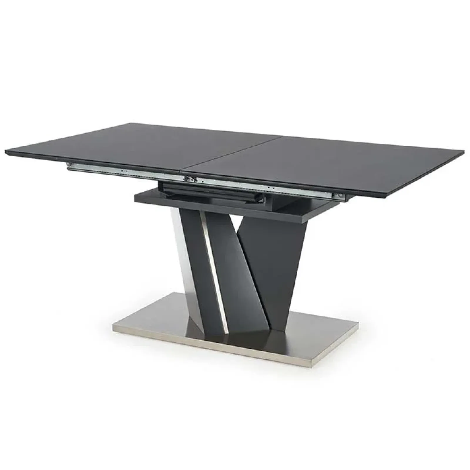 Garnero Arredamenti Tavoli Da Pranzo|Tavoli Allungabili-Tavolo in vetro allungabile moderno 160/200cm grigio scuro Curtis