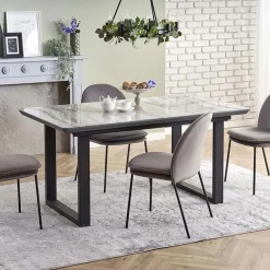 Garnero Arredamenti Tavoli Da Pranzo|Tavoli Allungabili-Tavolo in vetro 160/200cm allungabile marmo bianco grigio Jeff