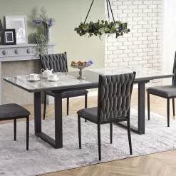 Garnero Arredamenti Tavoli Da Pranzo|Tavoli Allungabili-Tavolo in vetro 160/200cm allungabile marmo bianco grigio Jeff