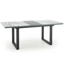 Garnero Arredamenti Tavoli Da Pranzo|Tavoli Allungabili-Tavolo in vetro 160/200cm allungabile marmo bianco grigio Jeff