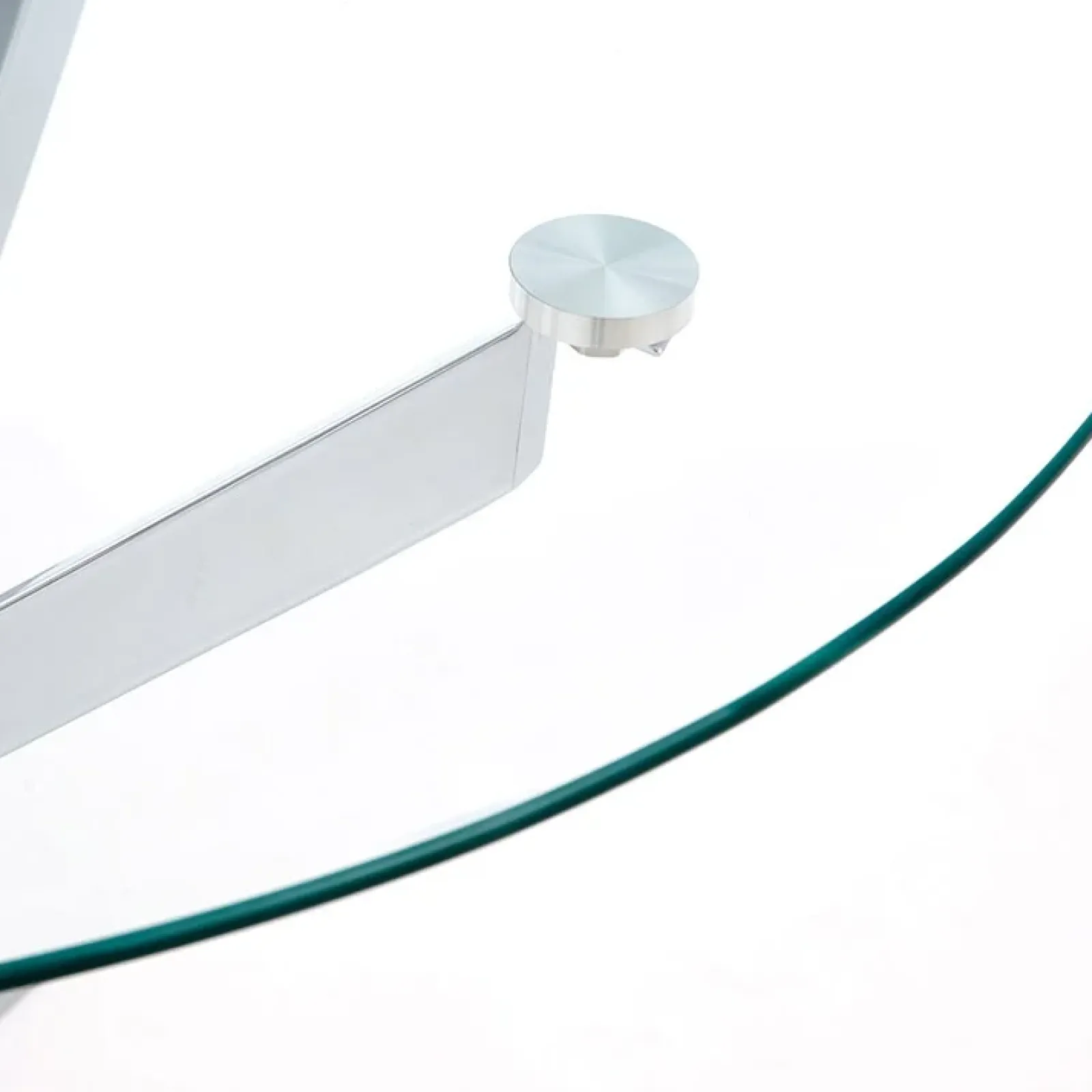 Garnero Arredamenti Tavoli In Vetro|Tavoli Da Pranzo-Tavolo in vetro 100x100cm rotondo da pranzo acciaio cromato Minerva Gihome® Argento