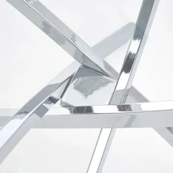 Garnero Arredamenti Tavoli In Vetro|Tavoli Da Pranzo-Tavolo in vetro 100x100cm rotondo da pranzo acciaio cromato Minerva Gihome® Argento