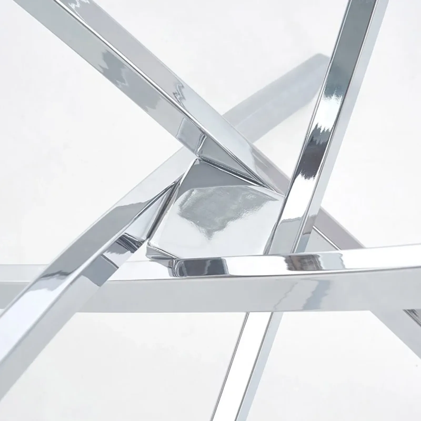 Garnero Arredamenti Tavoli In Vetro|Tavoli Da Pranzo-Tavolo in vetro 100x100cm rotondo da pranzo acciaio cromato Minerva Gihome® Argento