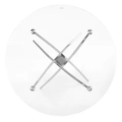 Garnero Arredamenti Tavoli In Vetro|Tavoli Da Pranzo-Tavolo in vetro 100x100cm rotondo da pranzo acciaio cromato Minerva Gihome® Argento