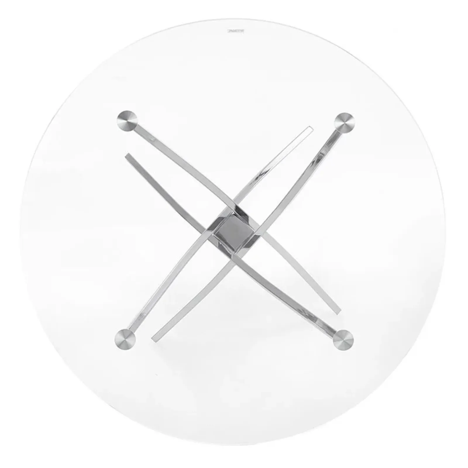 Garnero Arredamenti Tavoli In Vetro|Tavoli Da Pranzo-Tavolo in vetro 100x100cm rotondo da pranzo acciaio cromato Minerva Gihome® Argento