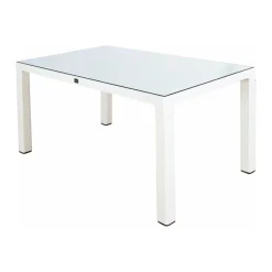Garnero Arredamenti Tavoli Da Giardino|Tavoli Da Pranzo-Tavolo moderno da giardino esterno bar dehors con vetro 150x90cm bianco Teodoro Bianco Opaco