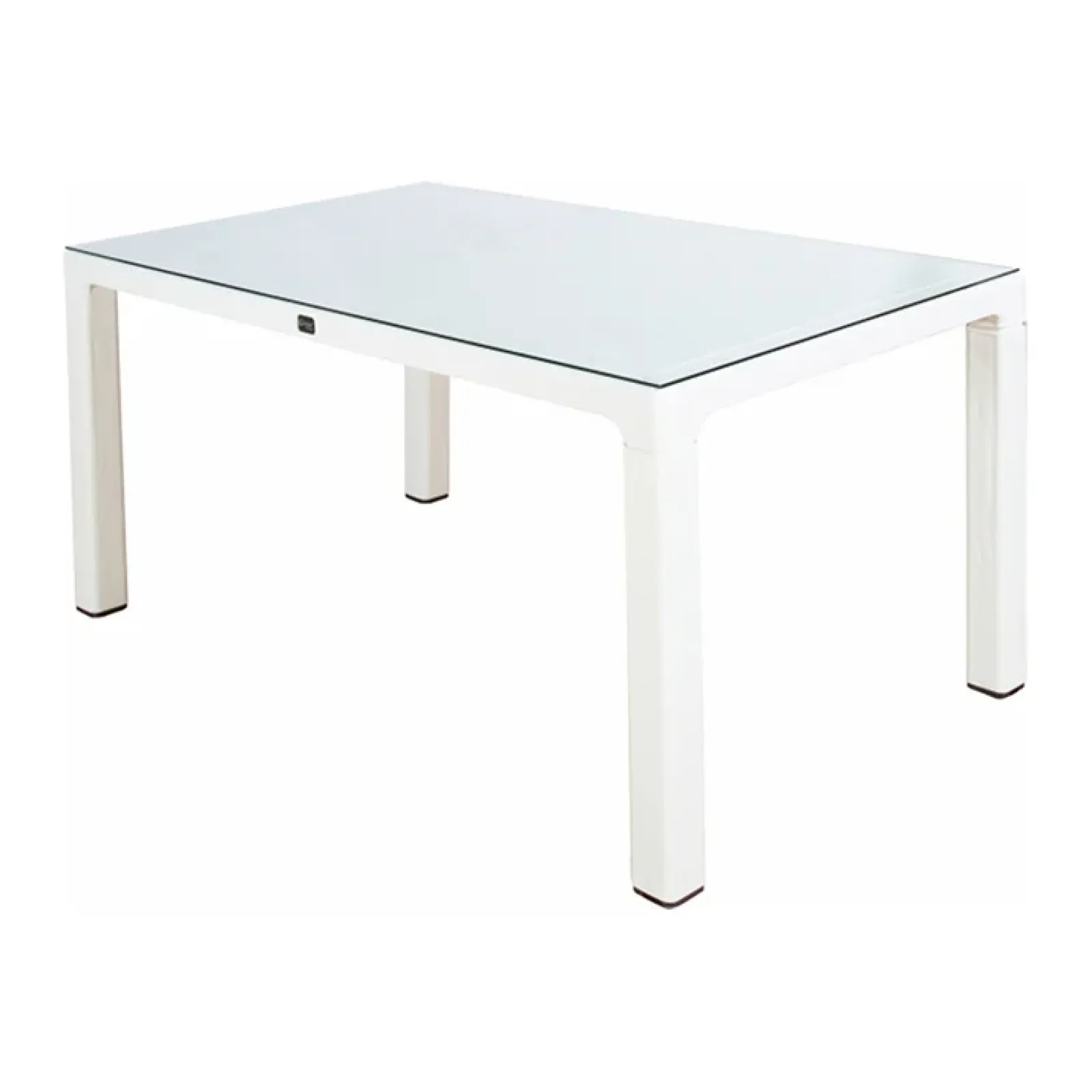 Garnero Arredamenti Tavoli Da Giardino|Tavoli Da Pranzo-Tavolo moderno da giardino esterno bar dehors con vetro 150x90cm bianco Teodoro Bianco Opaco