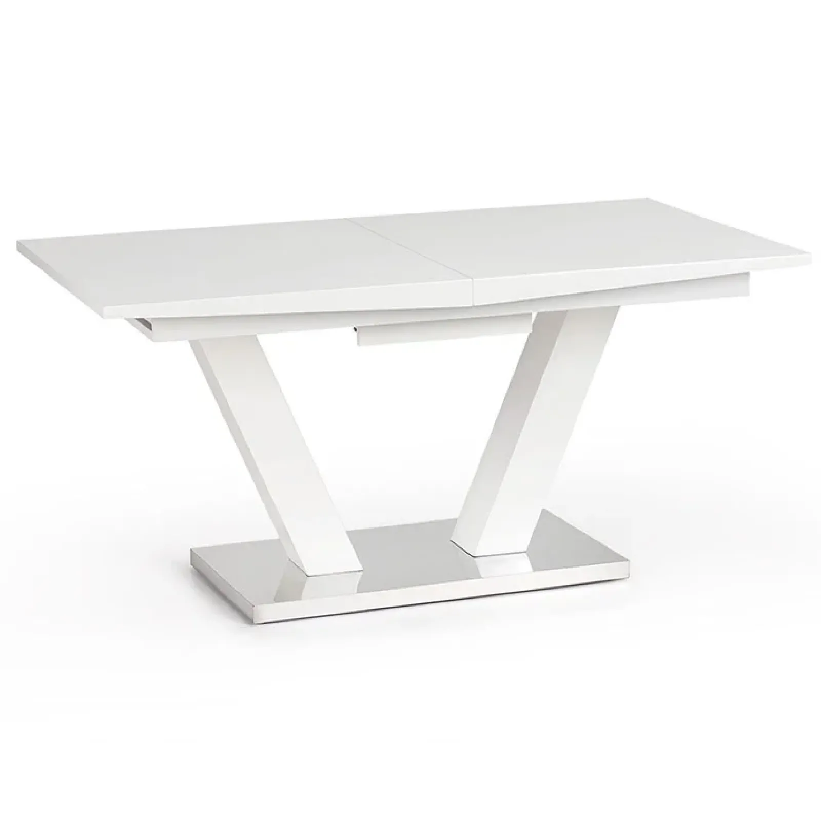 Garnero Arredamenti Tavoli In Vetro|Tavoli Da Pranzo-Tavolo rettangolare allungabile 160/200cm bianco acciaio Sfinge