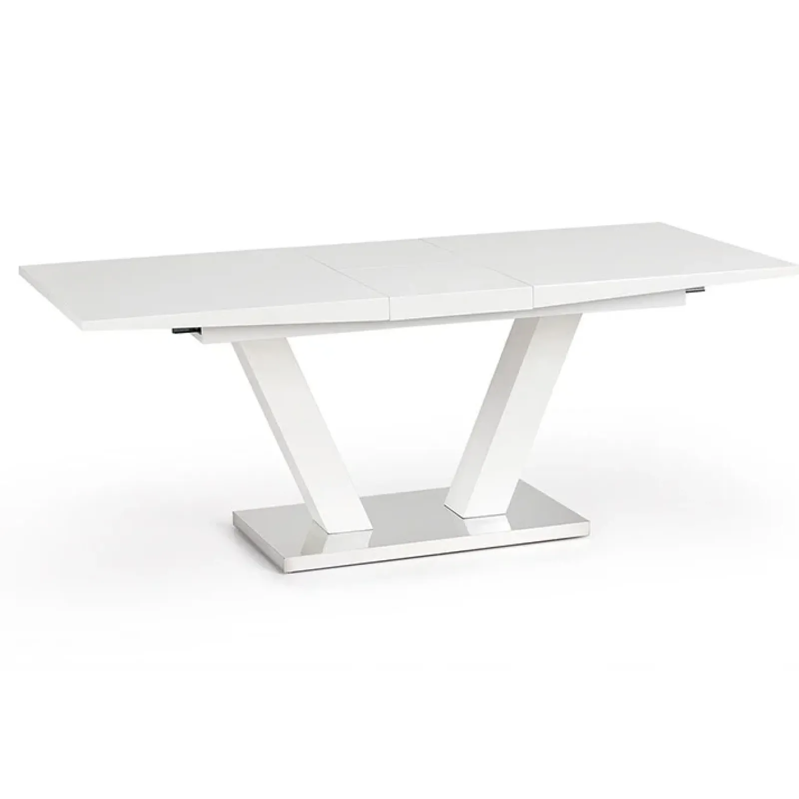 Garnero Arredamenti Tavoli In Vetro|Tavoli Da Pranzo-Tavolo rettangolare allungabile 160/200cm bianco acciaio Sfinge