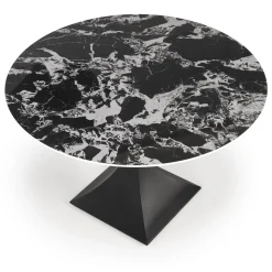 Garnero Arredamenti Tavoli Rotondi|Tavoli Da Pranzo-Tavolo rotondo 120cm moderno effetto marmo nero Anul