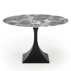 Garnero Arredamenti Tavoli Rotondi|Tavoli Da Pranzo-Tavolo rotondo 120cm moderno effetto marmo nero Anul