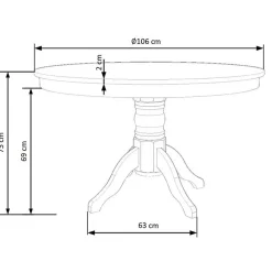 Garnero Arredamenti Tavoli Laccati|Tavoli Da Pranzo-Tavolo rotondo moderno industrial 106x106cm bianco Zeff