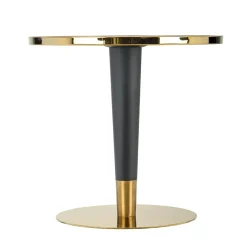 Garnero Arredamenti Tavoli Laccati|Tavoli Da Pranzo-Tavolo rotondo moderno 79x74cm marmo bianco nero oro Barbera