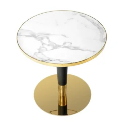 Garnero Arredamenti Tavoli Laccati|Tavoli Da Pranzo-Tavolo rotondo moderno 79x74cm marmo bianco nero oro Barbera