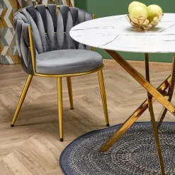 Garnero Arredamenti Tavoli Laccati|Tavoli Da Pranzo-Tavolo rotondo moderno 100x73cm marmo bianco oro Onorato Marmo bianco - Oro