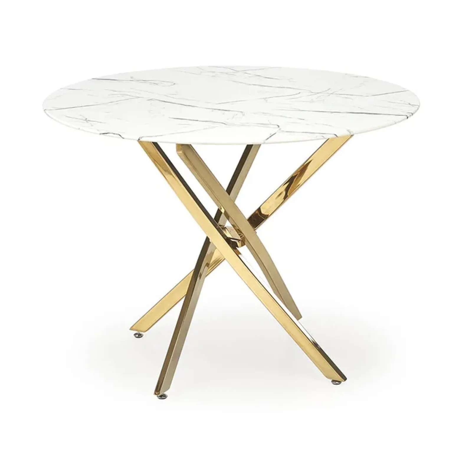 Garnero Arredamenti Tavoli Laccati|Tavoli Da Pranzo-Tavolo rotondo moderno 100x73cm marmo bianco oro Onorato Marmo bianco - Oro