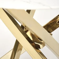 Garnero Arredamenti Tavoli Laccati|Tavoli Da Pranzo-Tavolo rotondo moderno 100x73cm marmo bianco oro Onorato Marmo bianco - Oro