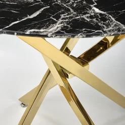 Garnero Arredamenti Tavoli Laccati|Tavoli Da Pranzo-Tavolo rotondo moderno 100x73cm marmo nero oro Onorato Marmo Nero - Oro