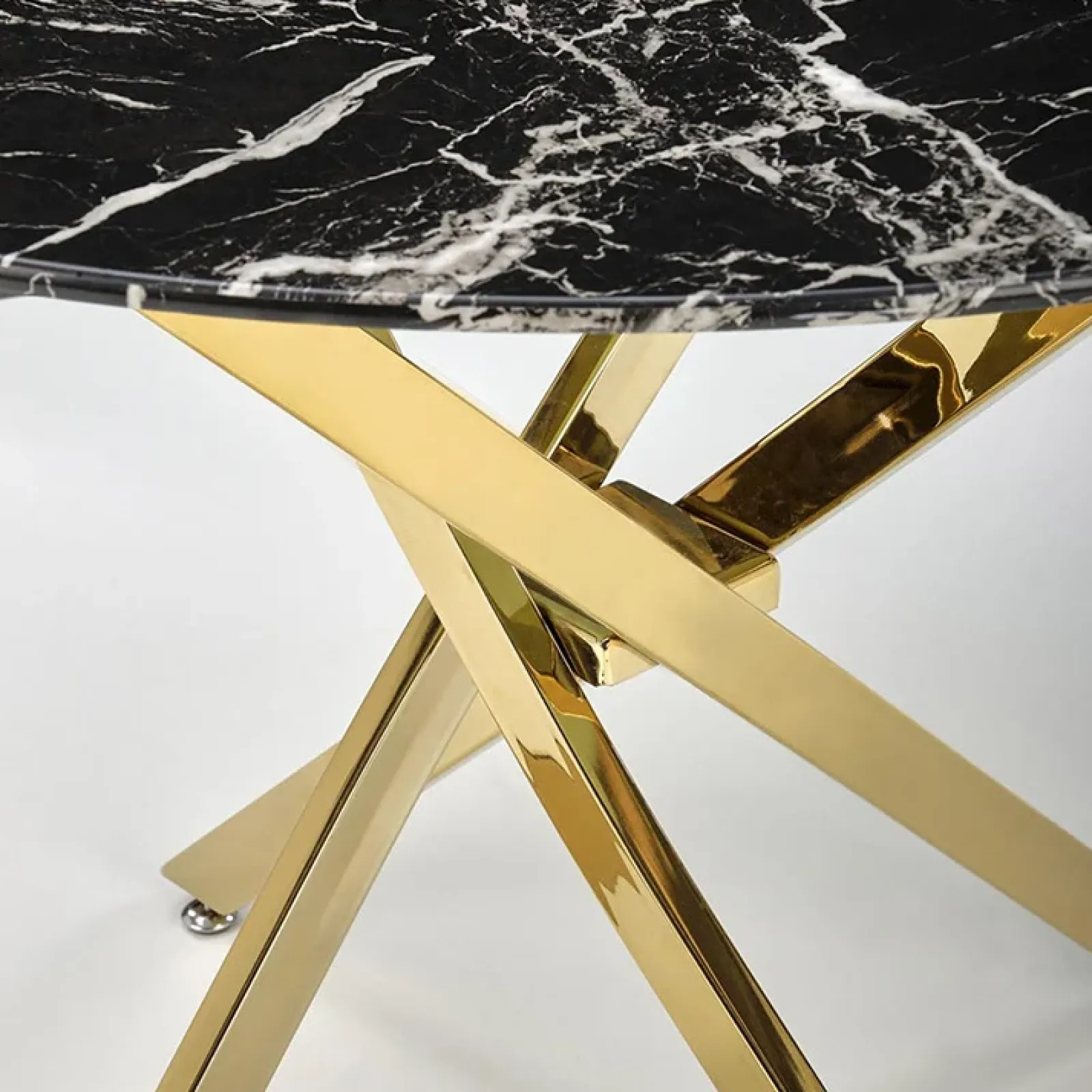 Garnero Arredamenti Tavoli Laccati|Tavoli Da Pranzo-Tavolo rotondo moderno 100x73cm marmo nero oro Onorato Marmo Nero - Oro