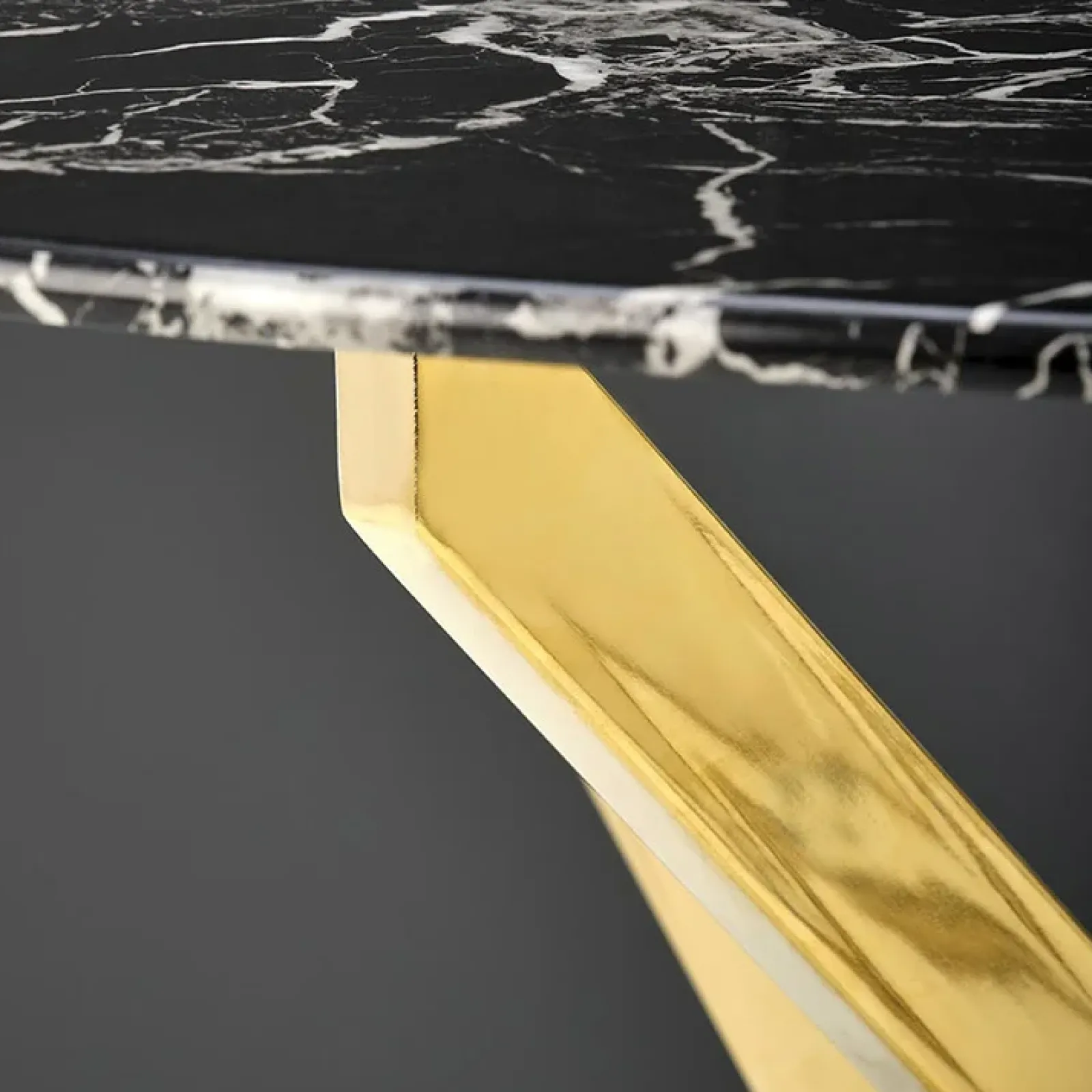 Garnero Arredamenti Tavoli Laccati|Tavoli Da Pranzo-Tavolo rotondo moderno 100x73cm marmo nero oro Onorato Marmo Nero - Oro