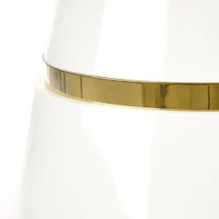 Garnero Arredamenti Tavoli Laccati|Tavoli Da Pranzo-Tavolo rotondo 120x120cm da pranzo bianco laccato acciaio oro Ruby