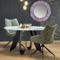 Garnero Arredamenti Tavoli Rotondi|Tavoli Da Pranzo-Tavolo rotondo 135x135cm moderno marmo verde nero Marmolada