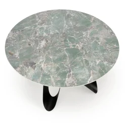 Garnero Arredamenti Tavoli Rotondi|Tavoli Da Pranzo-Tavolo rotondo 135x135cm moderno marmo verde nero Marmolada