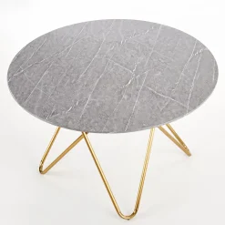 Garnero Arredamenti Tavoli Rotondi|Tavoli Da Pranzo-Tavolo rotondo 120x120cm moderno effetto marmo grigio acciaio oro Arak