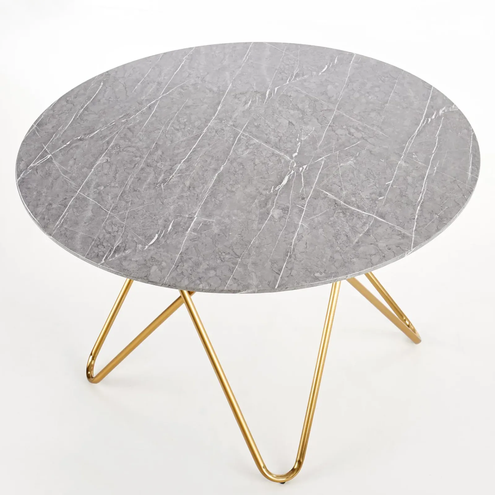 Garnero Arredamenti Tavoli Rotondi|Tavoli Da Pranzo-Tavolo rotondo 120x120cm moderno effetto marmo grigio acciaio oro Arak