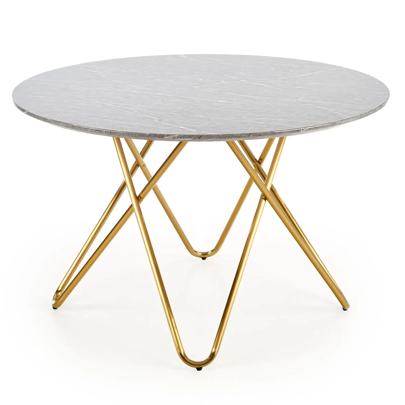 Garnero Arredamenti Tavoli Rotondi|Tavoli Da Pranzo-Tavolo rotondo 120x120cm moderno effetto marmo grigio acciaio oro Arak