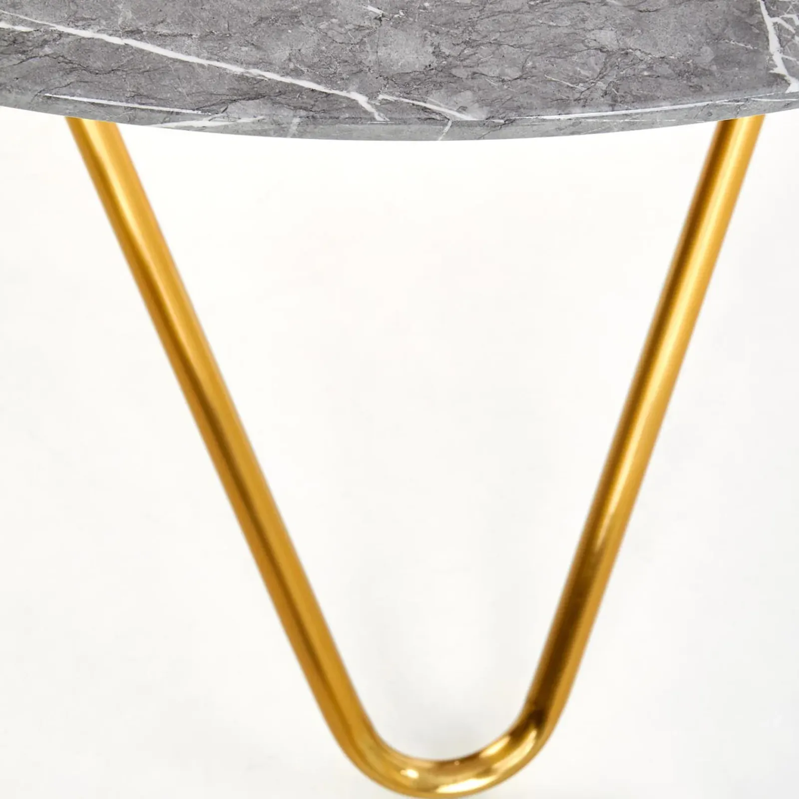 Garnero Arredamenti Tavoli Rotondi|Tavoli Da Pranzo-Tavolo rotondo 120x120cm moderno effetto marmo grigio acciaio oro Arak