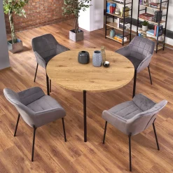 Garnero Arredamenti Tavoli In Legno|Tavoli Da Pranzo-Tavolo rotondo 120x120cm moderno rovere nero Orchidea