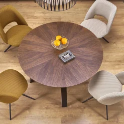 Garnero Arredamenti Tavoli Rotondi|Tavoli Da Pranzo-Tavolo rotondo 120x120cm moderno rovere noce nero Camomilla