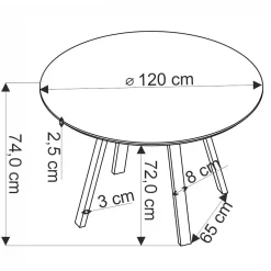 Garnero Arredamenti Tavoli Rotondi|Tavoli Da Pranzo-Tavolo rotondo 120x120cm moderno rovere noce nero Camomilla