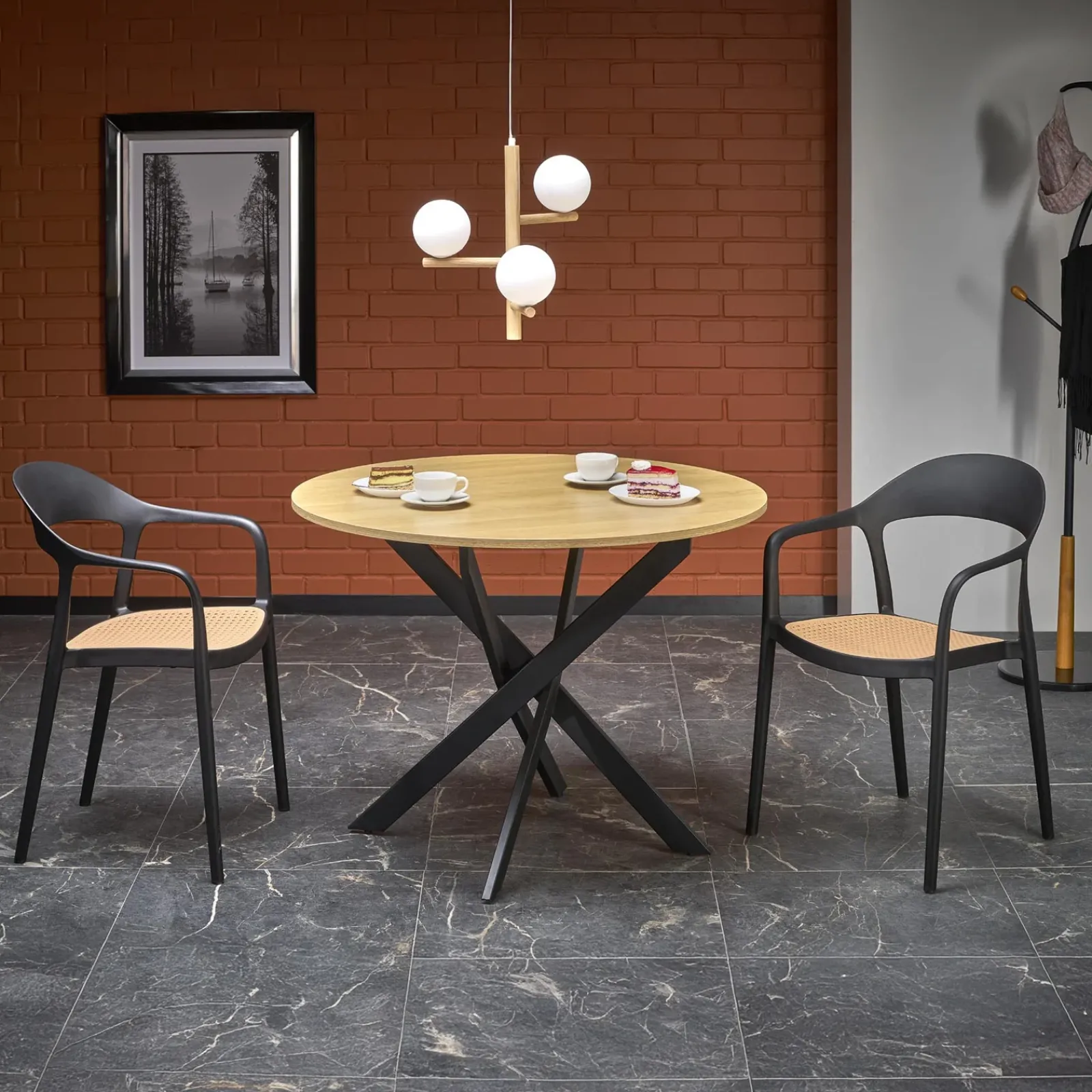 Garnero Arredamenti Tavoli Rotondi|Tavoli Da Pranzo-Tavolo rotondo 100x100cm moderno rovere nero Dormelada Rovere - Nero