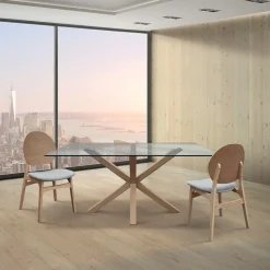 Garnero Arredamenti Tavoli In Vetro|Tavoli Da Pranzo-Tavolo 160x90 cm da interno in vetro rovere Edra