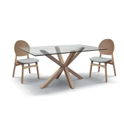 Garnero Arredamenti Tavoli In Vetro|Tavoli Da Pranzo-Tavolo 160x90 cm da interno in vetro rovere Edra