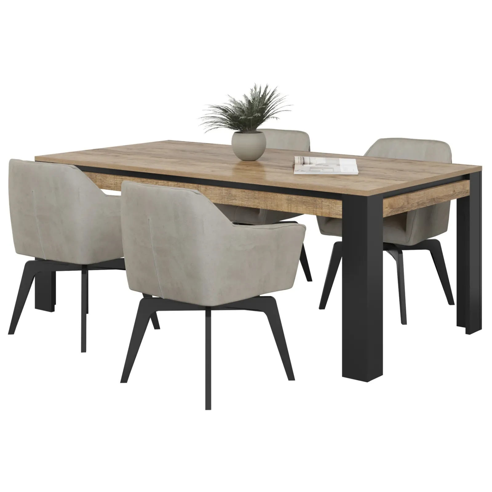 Garnero Arredamenti Tavoli Da Pranzo-Tavolo 195x100 cm moderno rovere rustico nero Ilyssa