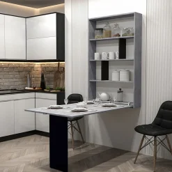 Garnero Arredamenti Tavoli Da Cucina|Tavoli Da Pranzo-Tavolo 135x203cm a scomparsa moderno rettangolare cemento nero Hope Cemento - Nero