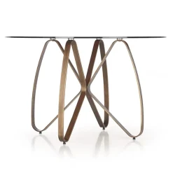 Garnero Arredamenti Tavoli In Vetro|Tavoli Da Pranzo-Tavolo 120x120cm da pranzo in vetro rotondo marrone oro antico Ulisse Gihome®