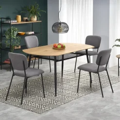 Garnero Arredamenti Tavoli In Legno|Tavoli Da Pranzo-Tavolo 160x90cm da pranzo moderno rovere dorato nero Wilson