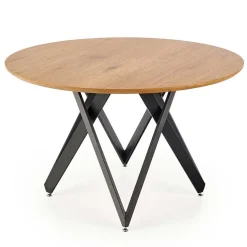 Garnero Arredamenti Tavoli In Legno|Tavoli Da Pranzo-Tavolo 120x120cm da pranzo rotondo rovere miele acciaio nero Edessa